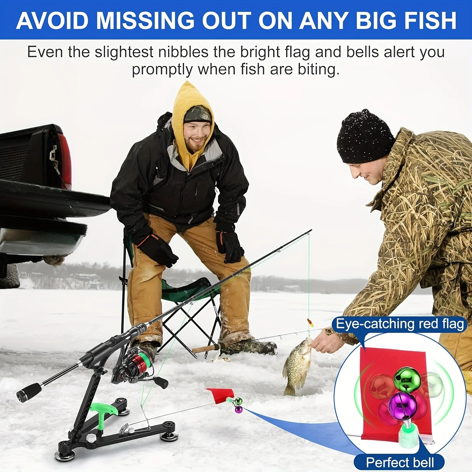 얼음 낚싯대 거치대 1세트 - 낚싯대용 벨(색상 임의) - Ice Fishing Tip Up 리뷰 및 가격